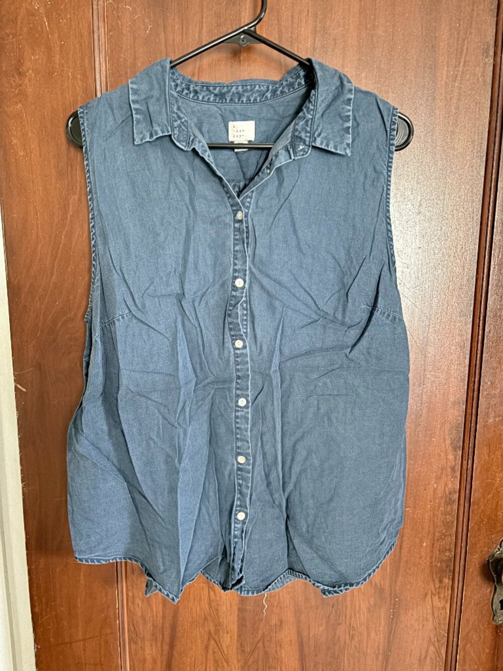 Chambray Sleeveless Top, Size XXL